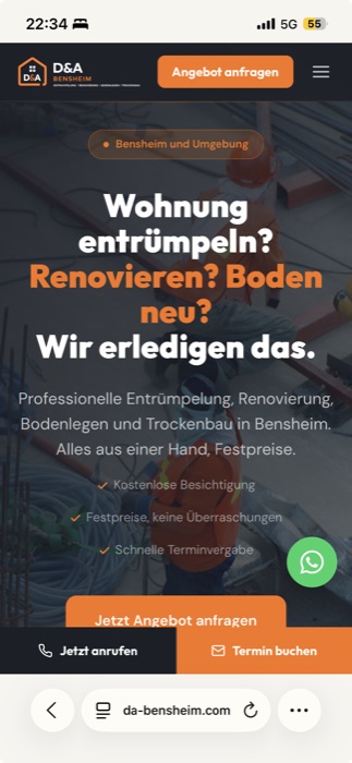 D&A Bensheim, mobile Ansicht