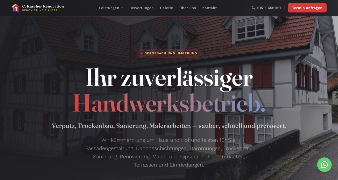 Website Christian Karcher Malerbetrieb, Startseite